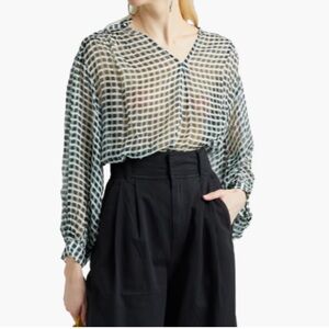 Joie 100% Silk Lasha Checkered Blouse Size Medium